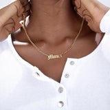 Personalized Old English Name Necklace Stainless Steel Cuban Chain Pendant