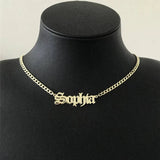 Personalized Old English Name Necklace Stainless Steel Cuban Chain Pendant