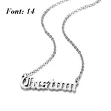 Old English Font Letter Name Necklace Stainless Steel Pendant Long Chain