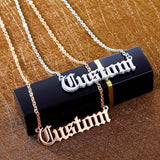 Old English Font Letter Name Necklace Stainless Steel Pendant Long Chain