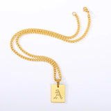 Custom Old English Initial Necklace Stainless Steel Pendant Cuban Chain