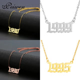 Personalized Old English Number Necklaces Year 1990-1999 Birthday Gift