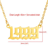 Personalized Old English Number Necklaces Year 1990-1999 Birthday Gift