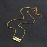 Personalized Old English Number Necklaces Year 1990-1999 Birthday Gift