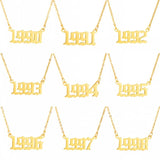 Personalized Old English Number Necklaces Year 1990-1999 Birthday Gift