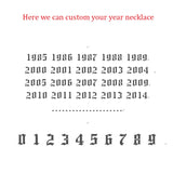 Old English Birth Year Necklace for Women - Stainless Steel
