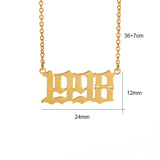 Old English Birth Year Necklace for Women - Stainless Steel