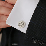 Custom Initials Round Cufflinks, Stainless Steel Personalized Gift