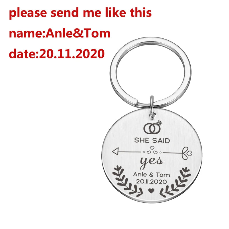 Personalized Couple Name & Date Keychain Wedding Guest Gift