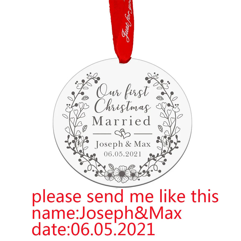 Personalized Couple Christmas Tree Ornament - Name & Date