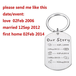 Personalized Our Story Keychain Important Event Year Keyrings Gift