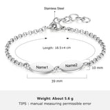 Custom Oval Engraved Chain Bracelets for Couples Stainless Steel