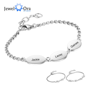 Custom Oval Engraved Chain Bracelets for Couples Stainless Steel