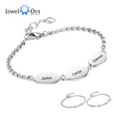 Custom Oval Engraved Chain Bracelets for Couples Stainless Steel