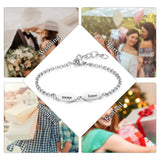 Custom Oval Engraved Chain Bracelets for Couples Stainless Steel