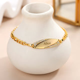 Personalized Oval Pendant Engraved Name Crystal Bracelet for Her