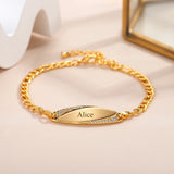 Personalized Oval Pendant Engraved Name Crystal Bracelet for Her