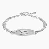 Personalized Oval Pendant Engraved Name Crystal Bracelet for Her
