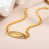 Personalized Oval Pendant Engraved Name Crystal Bracelet for Her