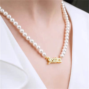 Personalized Pearl Name Necklace for Women