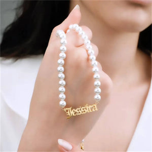 Personalized Pearl Name Necklace for Women
