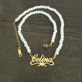 Custom Name Pearl Necklace - Personalized Stainless Steel Jewelry