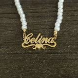Custom Name Pearl Necklace - Personalized Stainless Steel Jewelry