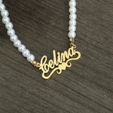Custom Name Pearl Necklace - Personalized Stainless Steel Jewelry