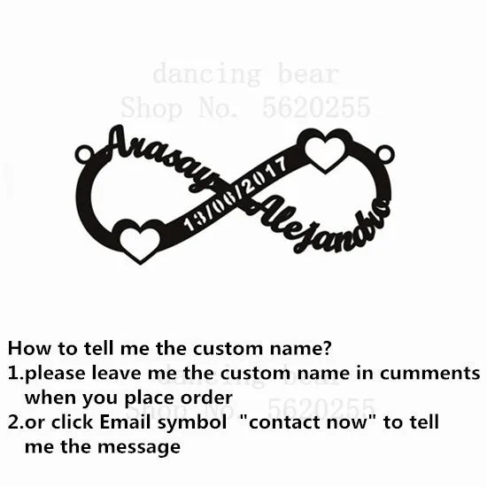 Personalized Pendant Name Necklace Infinity Women Men Stainless Steel Chain