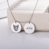 Custom Pet Photo Necklace Stainless Steel Personalized Name Pendant