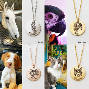 Custom Pet Photo Necklace Stainless Steel Personalized Name Pendant