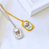 Custom Pet Portrait Necklace - Dog/Cat - Personalized Memorial Jewelry