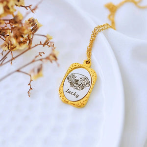 Custom Pet Portrait Necklace - Dog/Cat - Personalized Memorial Jewelry