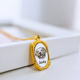 Custom Pet Portrait Necklace - Dog/Cat - Personalized Memorial Jewelry