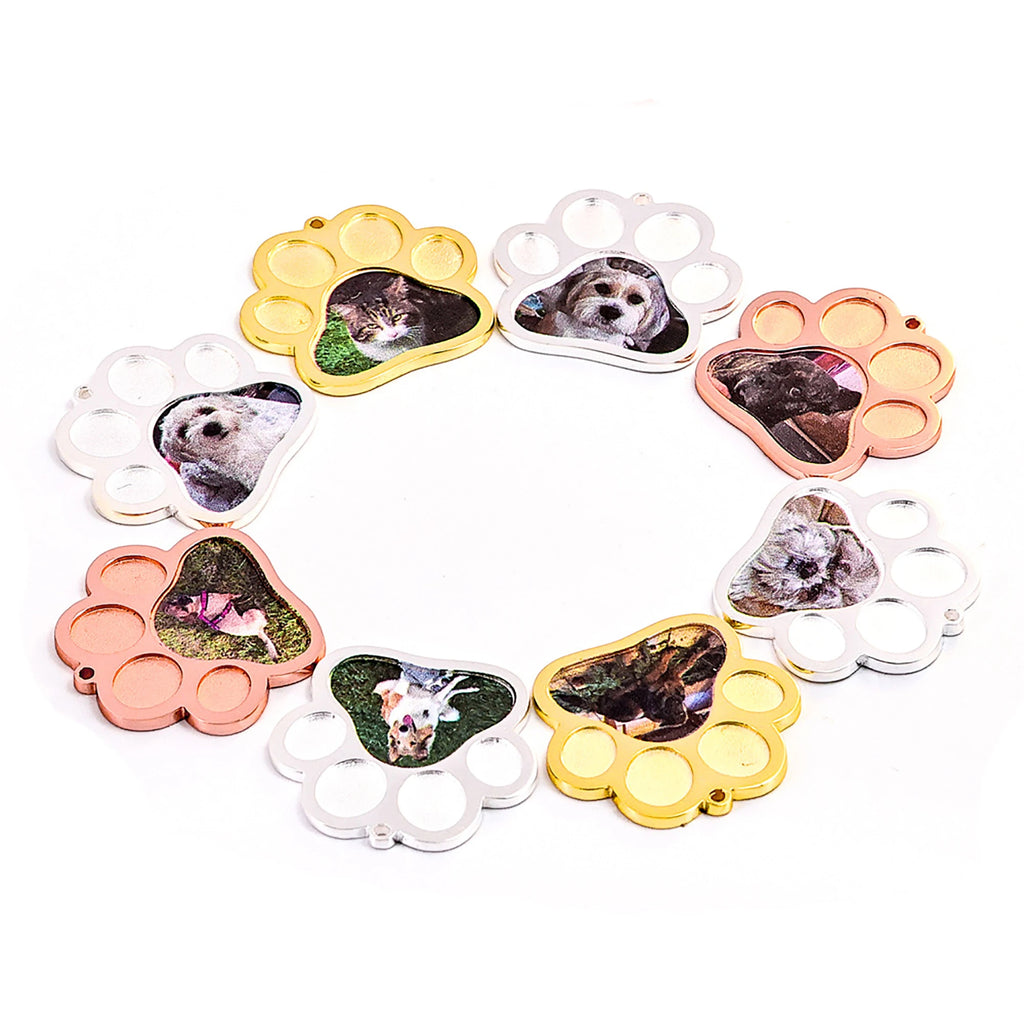 Pet Photo Memorial Jewelry Dog Paw Necklace Cat Gift Pendant
