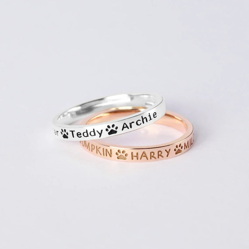 Custom Pet Name Ring Print Name Jewelry Gift for Pet Lover