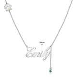 Pet Paw Nameplate Necklace with Birthstone