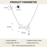 Pet Paw Nameplate Necklace with Birthstone