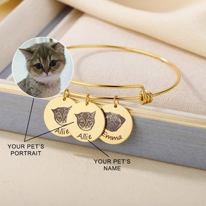 Personalized Pet Photo Bangle Stainless Steel Cuff Bracelet
