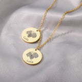 Pet Photo Disc Necklace For Women Personalized Name Pendant 316L Stainless Steel