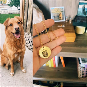 Pet Photo Disc Necklace For Women Personalized Name Pendant 316L Stainless Steel