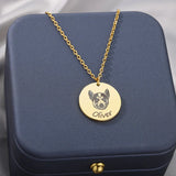 Pet Photo Disc Necklace For Women Personalized Name Pendant 316L Stainless Steel