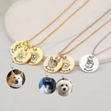 Custom Pet Photo Disc Necklace Engraved Name Pendant