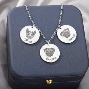Custom Pet Photo Necklace Engraved Name Date Pendant Jewelry