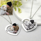 Custom Pet Photo Heart Necklace Engraved Christamas Gift