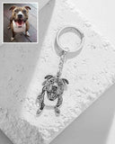 Custom Pet Photo Keychain with Engraved Name - Personalized Pet Portrait Keyring