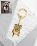 Custom Pet Photo Keychain with Engraved Name - Personalized Pet Portrait Keyring