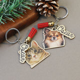 Custom Pet Photo Keychain Wooden Keyring Gift