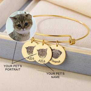 Personalized Pet Photo Name Bracelet For Women Tiny Cat Name Pendant Bracelet