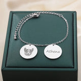 Pet Photo Name Bracelet with Engraved Disc - Memorial Jewelry